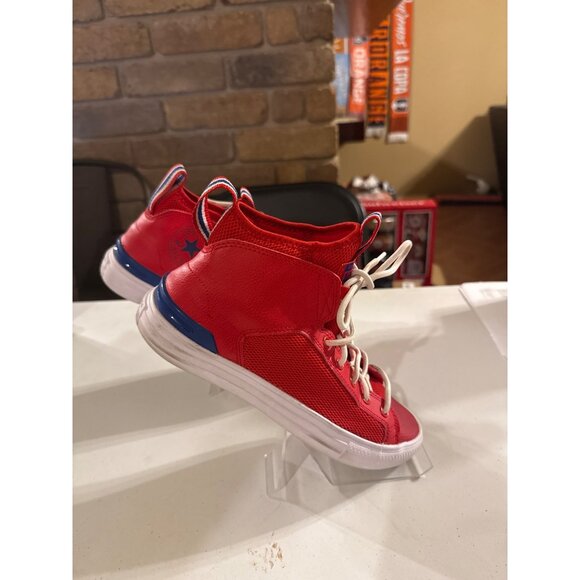 Converse Chuck Taylor All Star High-Top Sneakers Red/White/Blue Striped Accents - Picture 6 of 12